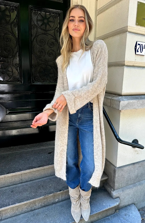 Maxi Cardigan Soft Beige – vesten, foto 3