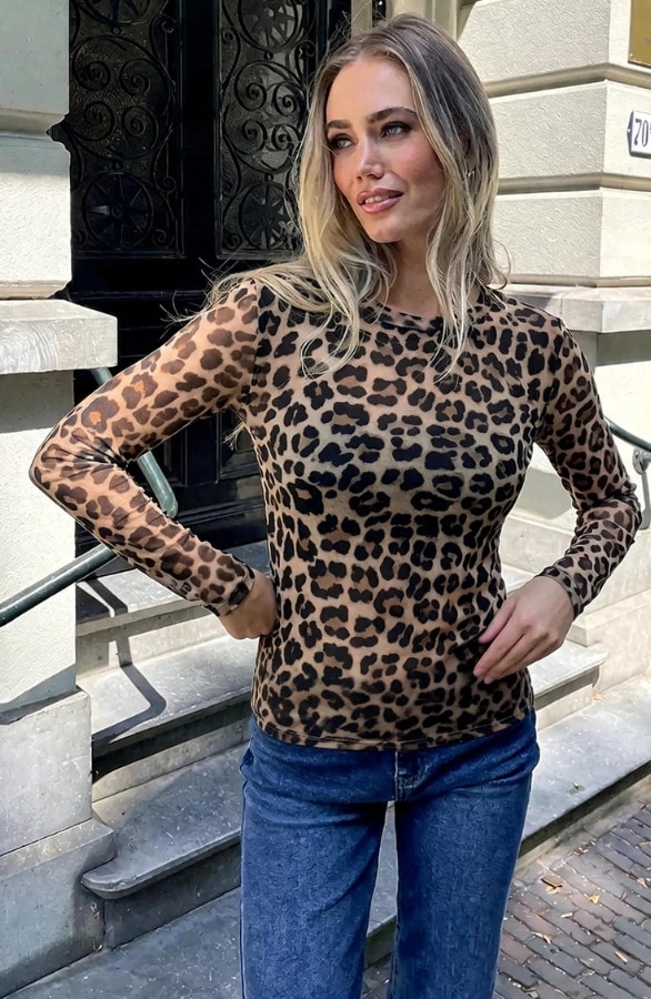 Mesh Top Leopard Beige – tops