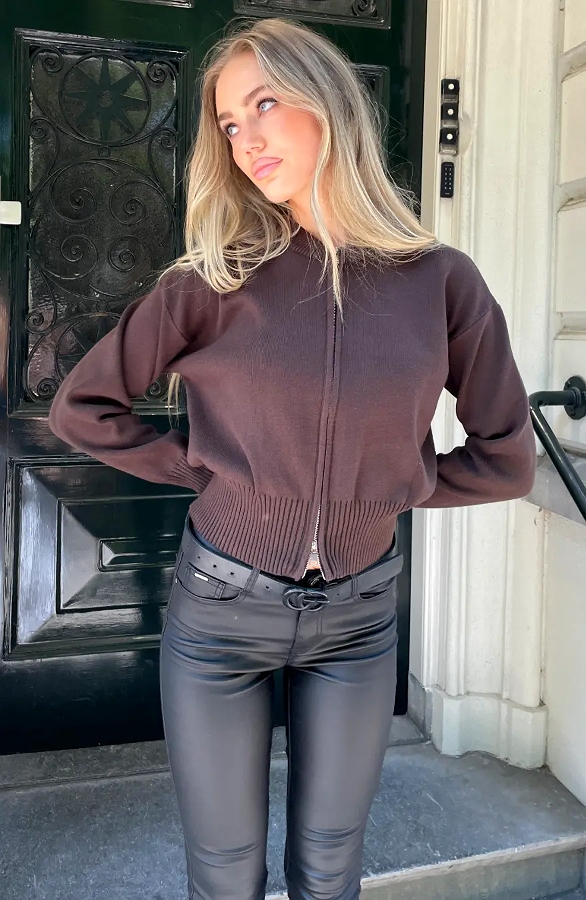 Needed Cardigan Zipper Choco – vesten, foto 3
