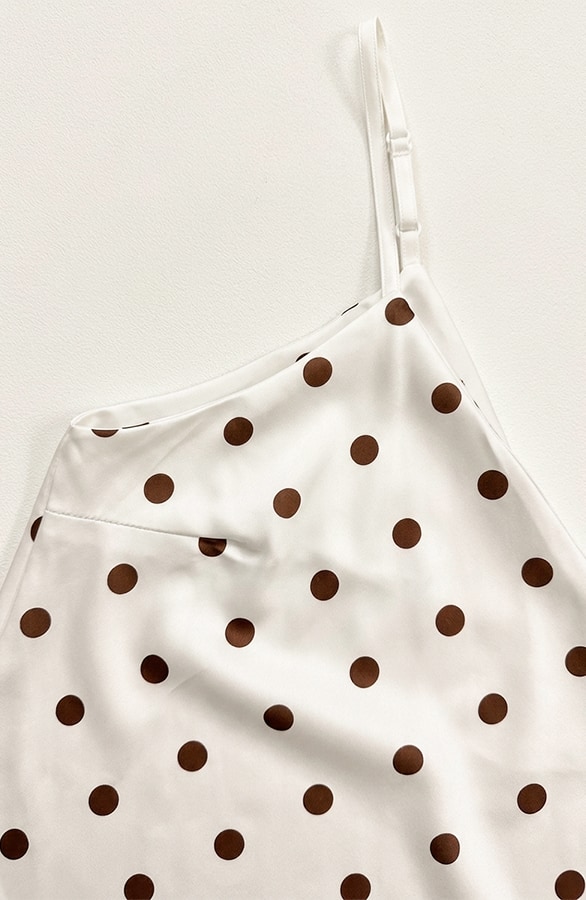Silk Touch Spaghetti Top Dots Beige Choco – tops, foto 6