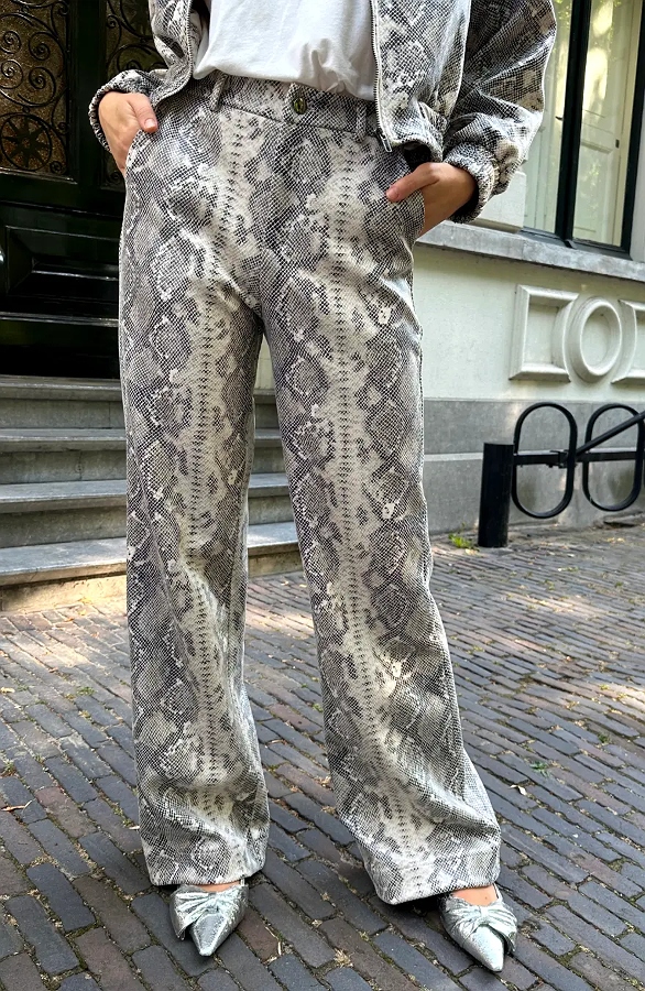 Snake Print Wide Leg Pants Stretch Premium – broeken