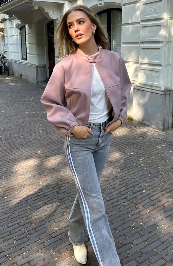 Soft Bomber Coat Dust Pink – jassen