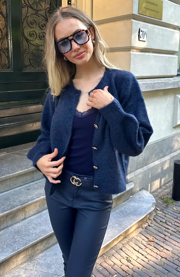 Soft Melange Cardigan Navy – vesten, foto 3