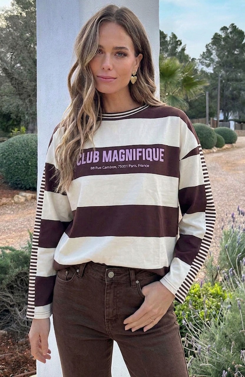Strepen Top Club Magnifique Katoen Choco – tops