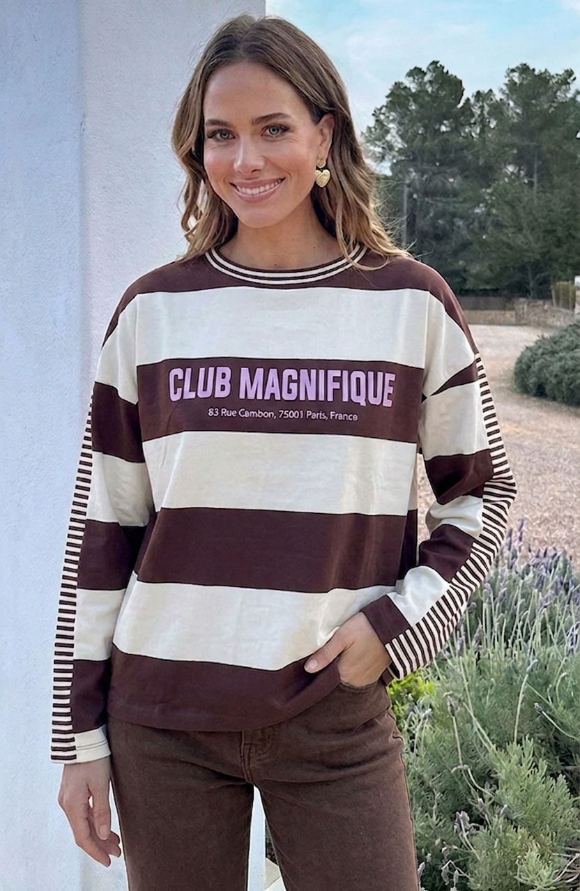 Strepen Top Club Magnifique Katoen Choco – tops, foto 4