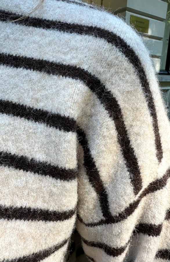 Striped Soft Sweater Beige Choco – truien, foto 5
