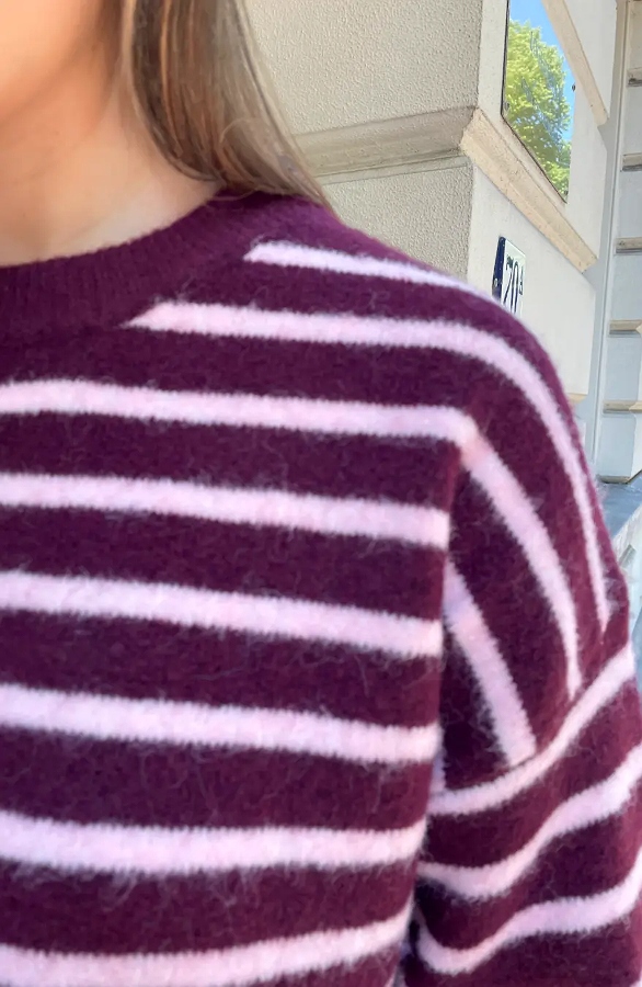 Striped Soft Sweater Burgundy Pink – truien, foto 7