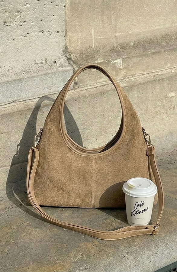 Suedine Bag Hobo Look Dark Beige – alle accessoires, foto 3