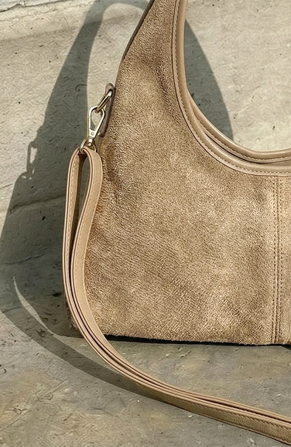 Suedine Bag Hobo Look Dark Beige – alle accessoires, foto 2