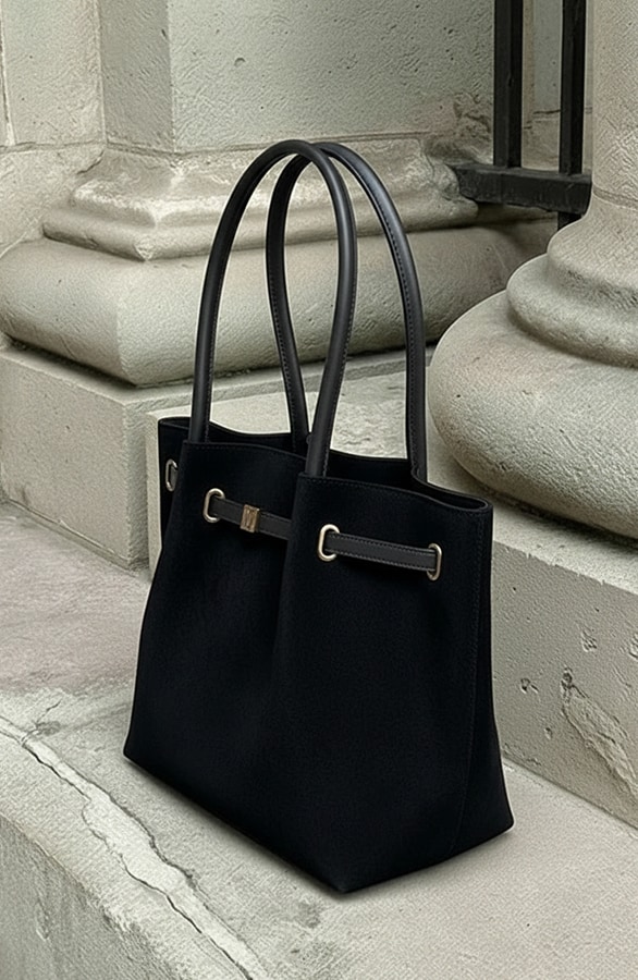 Suedine Handtas Met Gespdetail Zwart – alle accessoires, foto 2