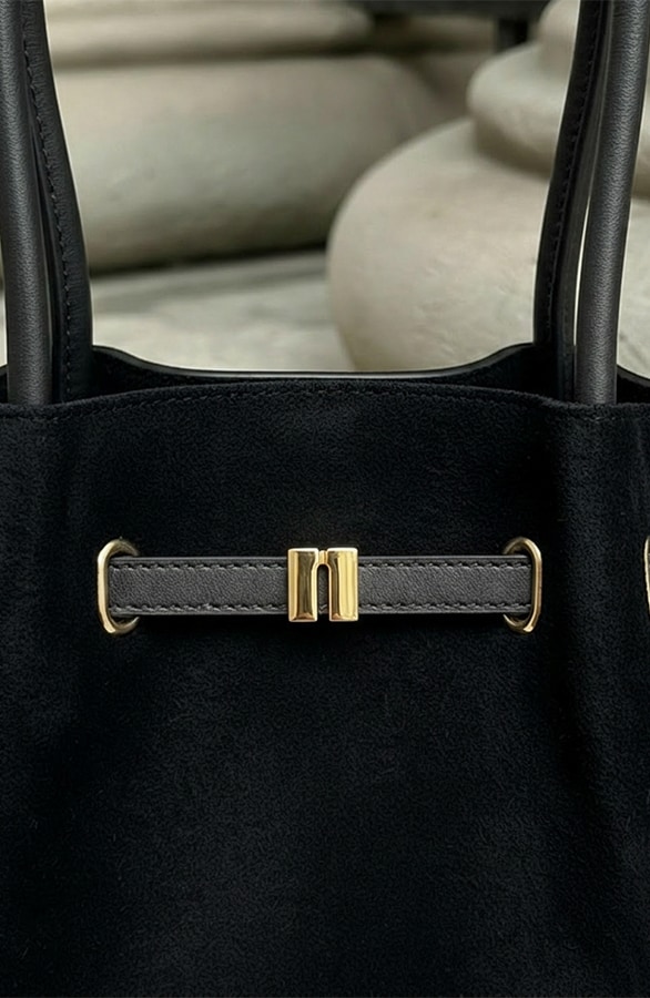 Suedine Handtas Met Gespdetail Zwart – alle accessoires, foto 3