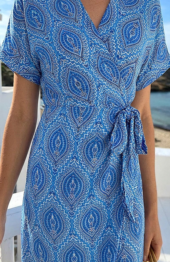 Wrap Jurk Print Kobalt – jurken, foto 5