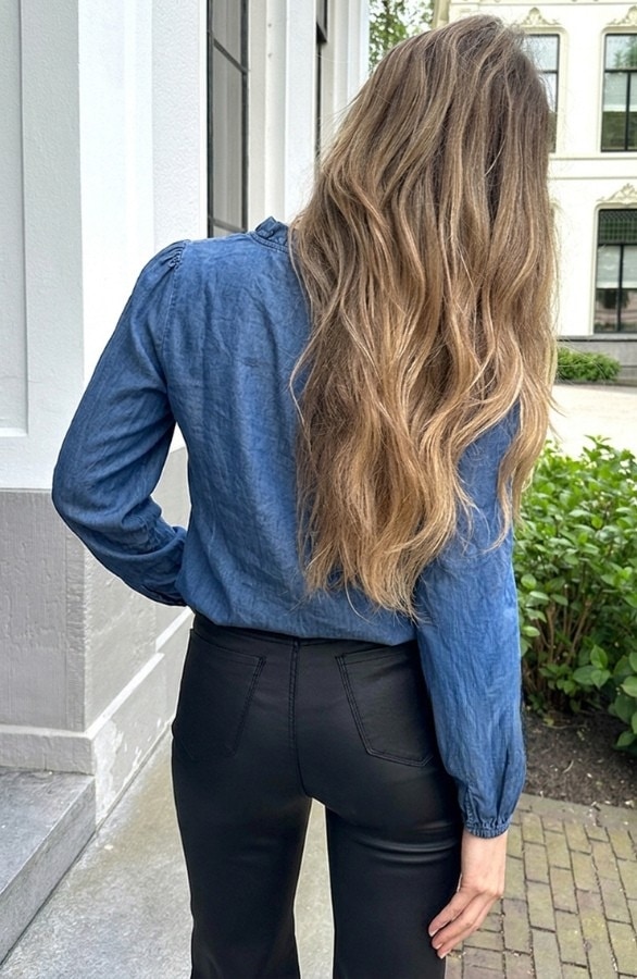 Denim Ruffle Blouse – blouses, foto 4