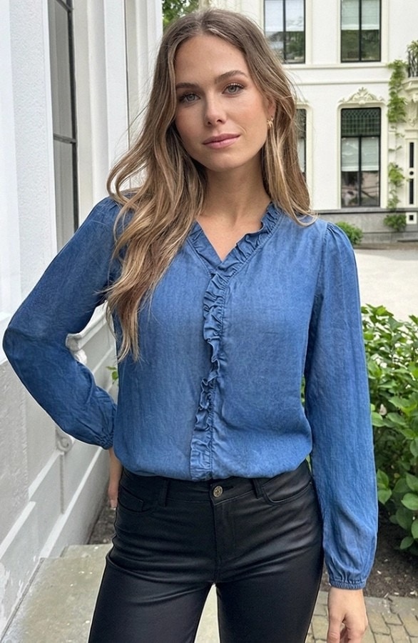 Denim Ruffle Blouse – blouses, foto 3