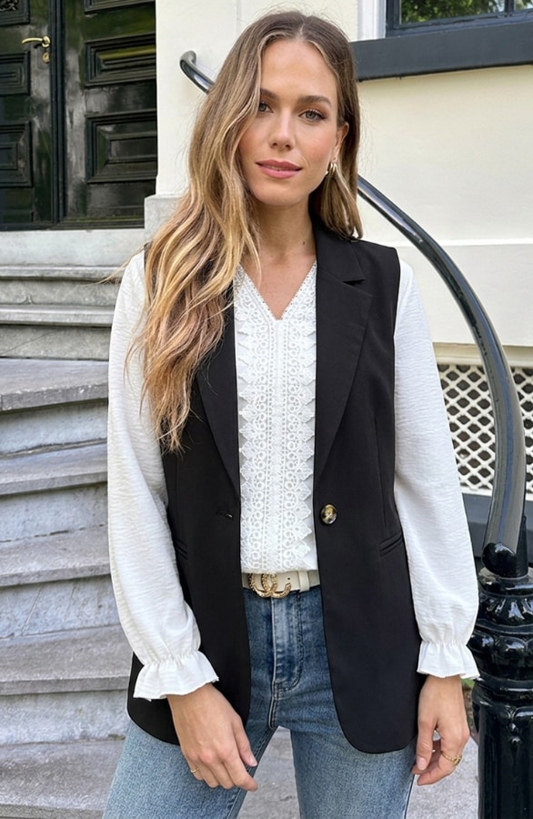 Elegant Blazer Gilet Zwart – blazers, foto 3