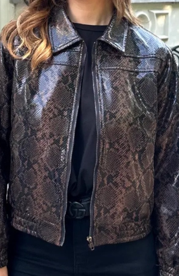 Faux Leather Snakeprint Jacket Choco – jassen, foto 7