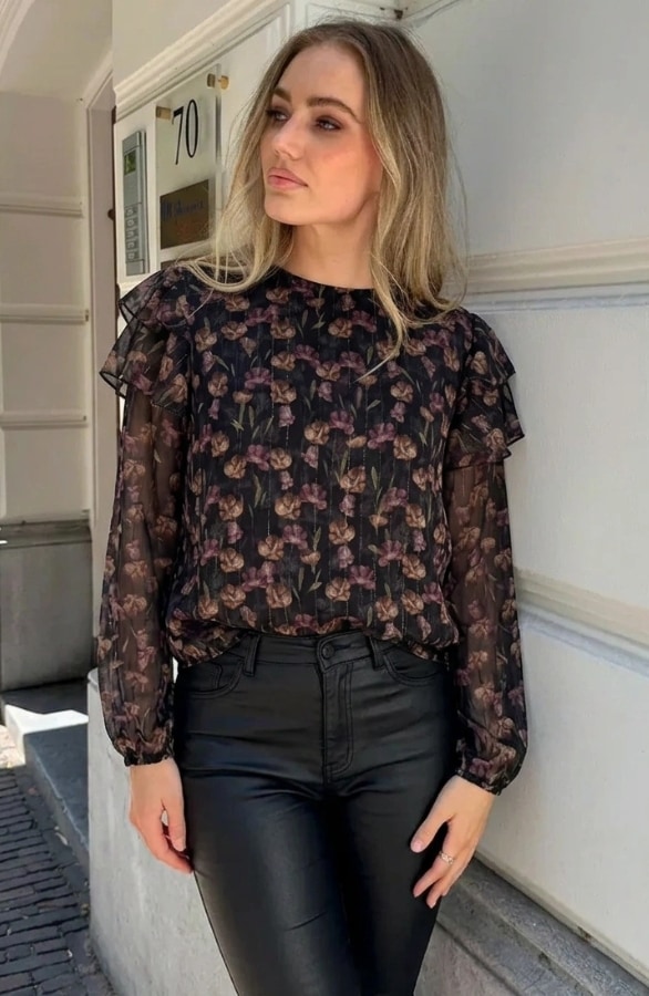 Floral Luxury Blouse Black – blouses, foto 5