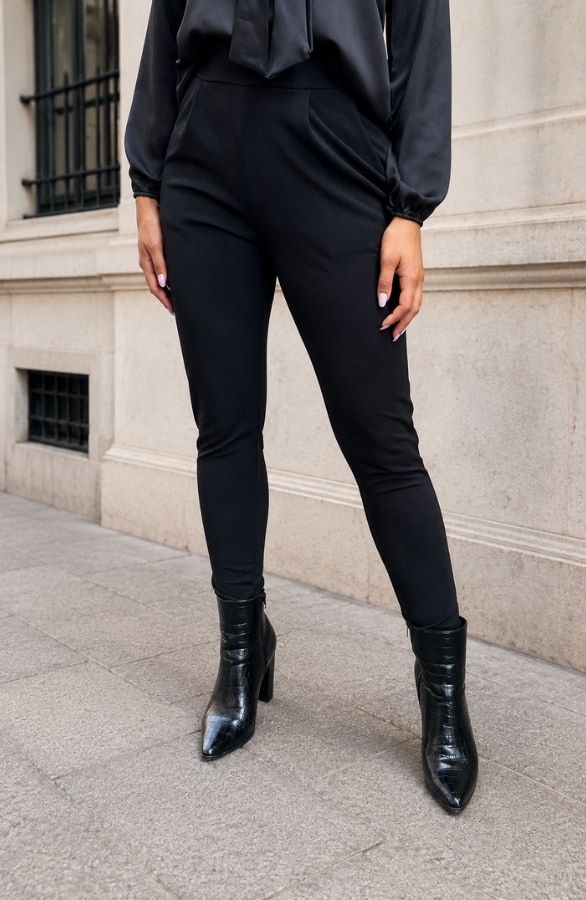 High Waist Pantalon Stretch Zwart – broeken