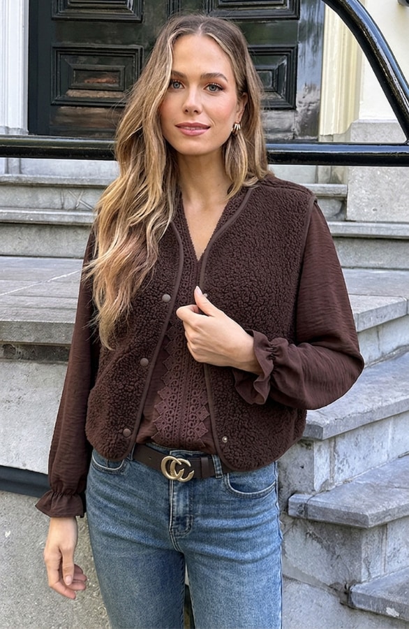 Italian Teddy Gilet Pocket Choco – gilets, foto 3
