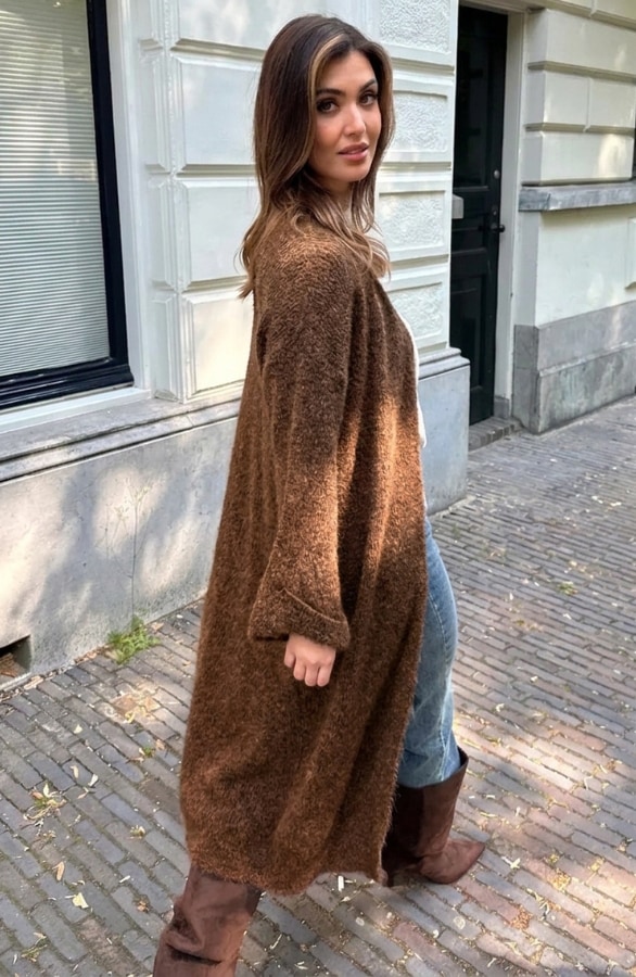 Maxi Cardigan Soft Choco – vesten, foto 4