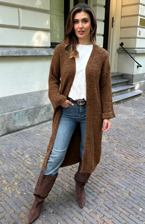 Maxi Cardigan Soft Choco – vesten, foto 3