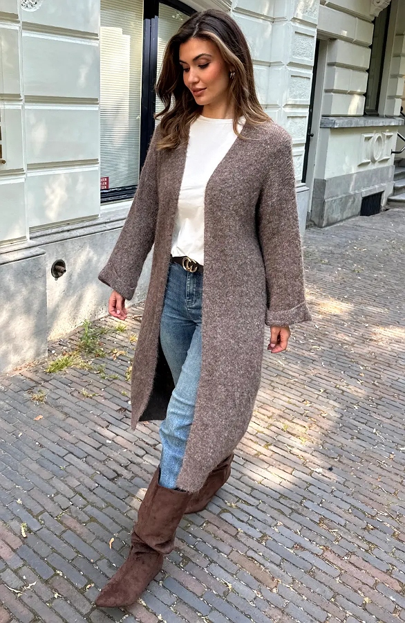 Maxi Cardigan Soft Taupe – vesten