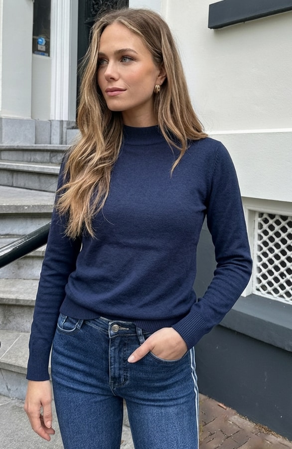 Soft Lage Coltrui Dames Marine – truien, foto 4