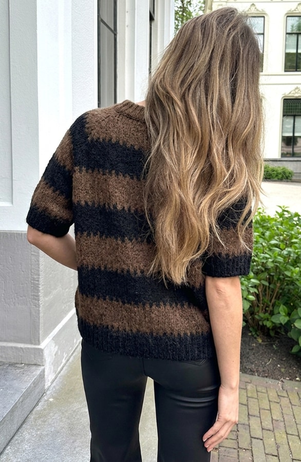 Soft Striped Sweater Zwart Choco – truien, foto 5