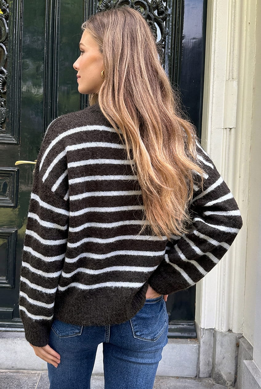 Striped Soft Sweater Choco Blue – truien, foto 5