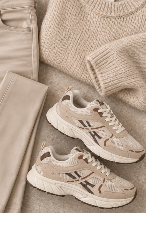 Chunky Retro Sneakers Beige – alle schoenen, foto 2