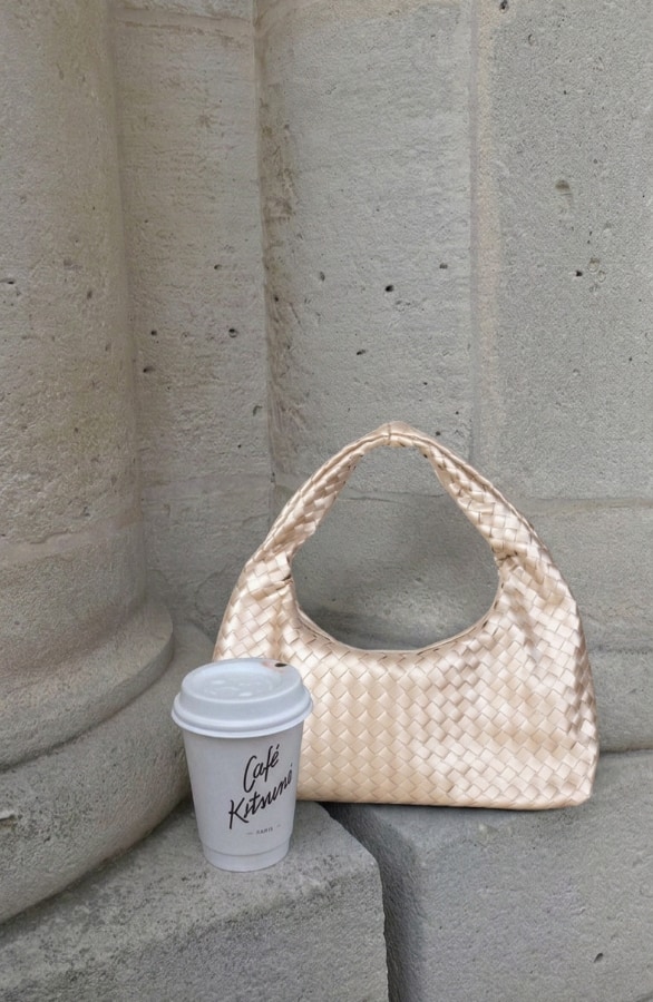 Gevlochten Schoudertas Champagne – alle accessoires, foto 2