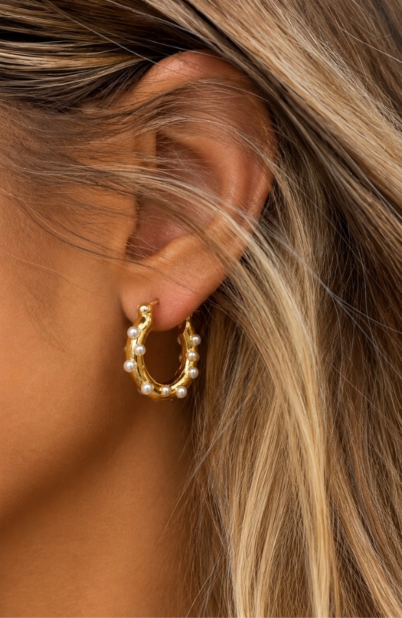 Gouden Chunky Oorringen Met Parels – alle accessoires, foto 2