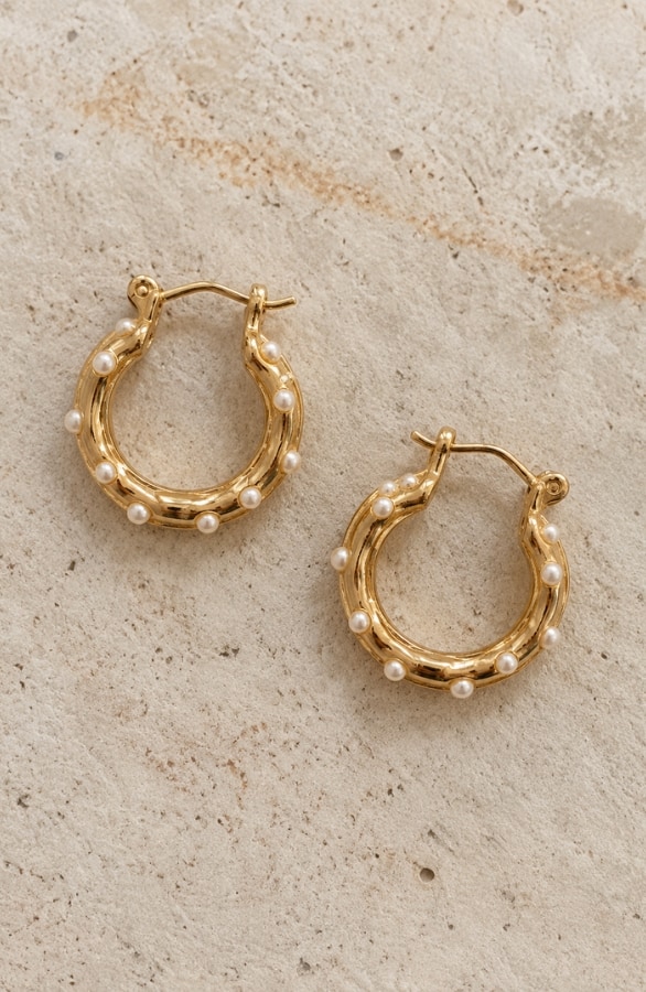 Gouden Chunky Oorringen Met Parels – alle accessoires
