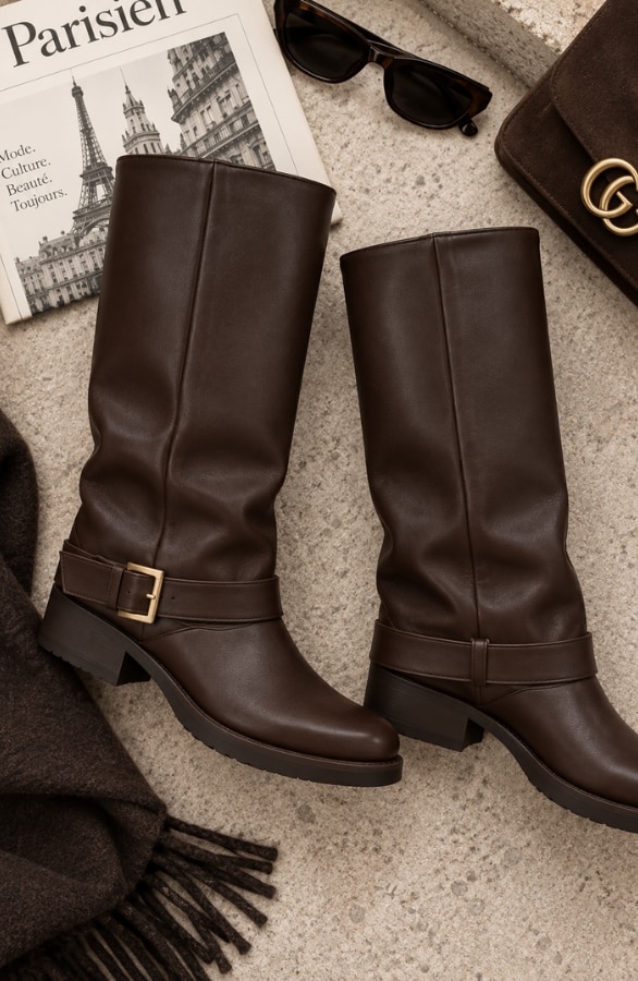 Hohe Riding Boots mit Schnalle Choco, Alle Schuhe, Foto 2