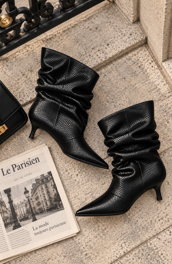 Slouchy Snake Enkellaarsjes Zwart – alle schoenen