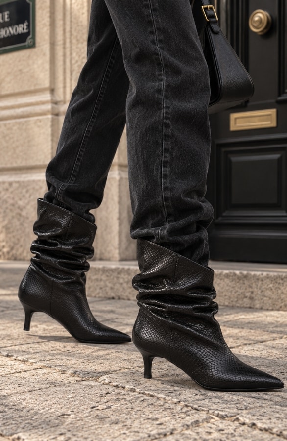 Slouchy Snake Enkellaarsjes Zwart – alle schoenen, foto 2