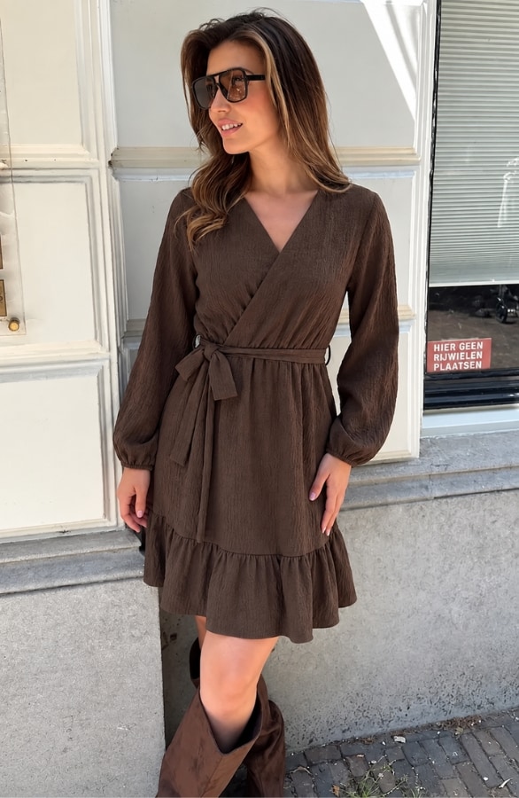 Smocked Jurk V-Hals Choco – jurken