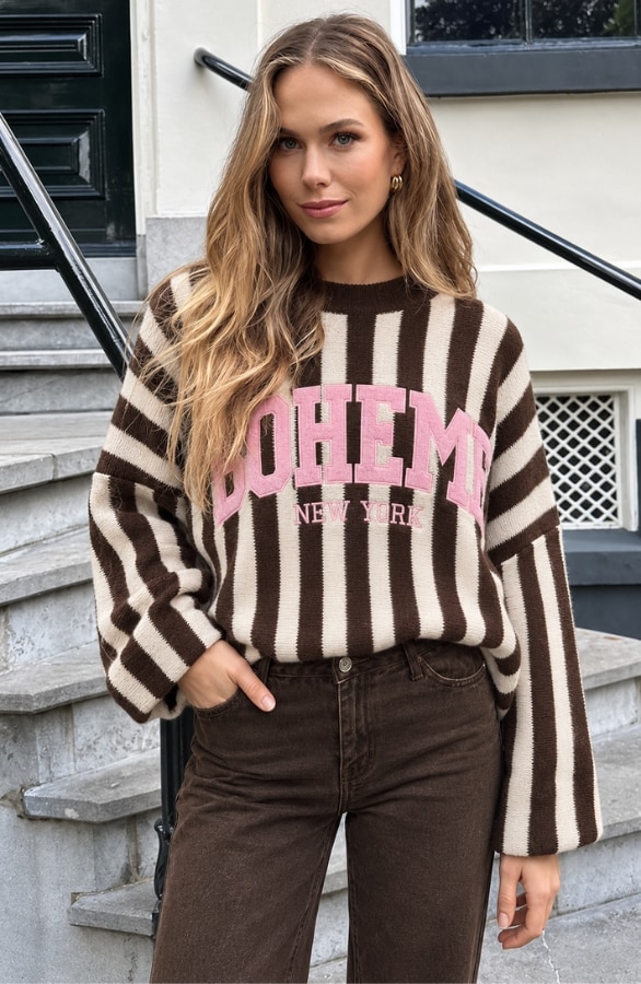 Ultra-Oversized-Strickpullover mit Streifen im Boho-Stil, Foto 3