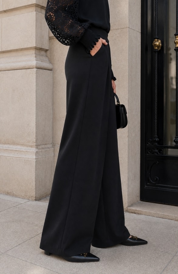 Ultra Pleated Wide Leg Pants Black – flared broeken, foto 5