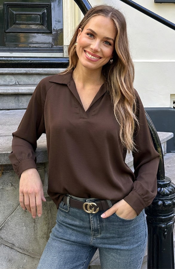 V-hals Blouse Rome Choco – blouses