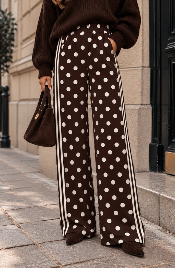 Wide Leg Bies Broek Polkadot Choco – flared broeken