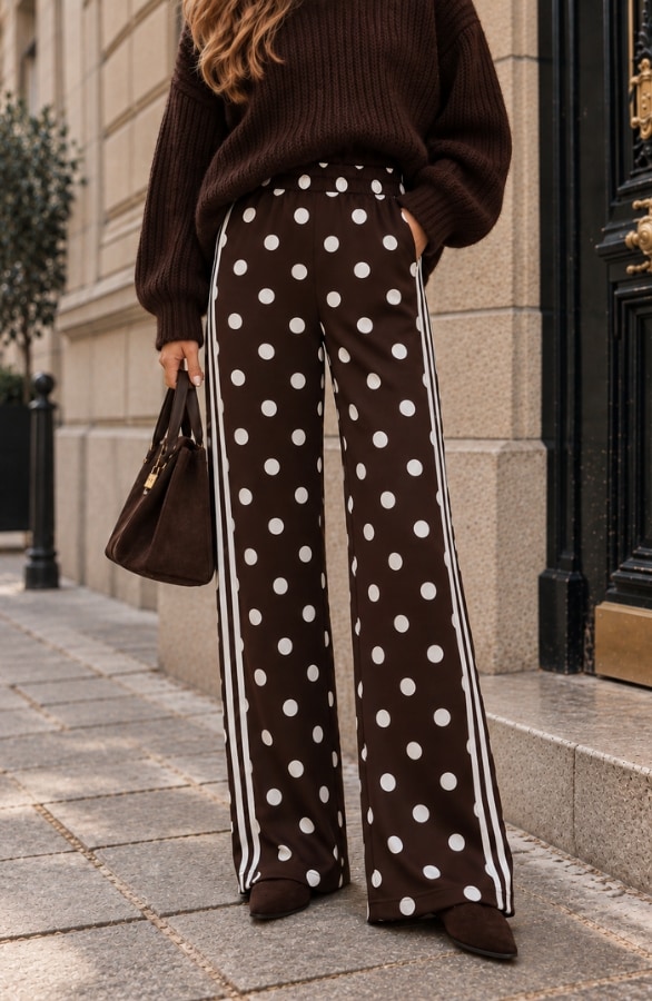 Wide Leg Bies Broek Polkadot Choco – flared broeken