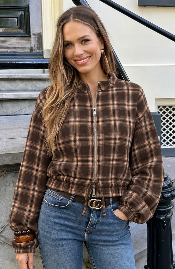 Checked Flannel Jacket Choco – dameskleding