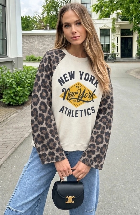 New York Athletics Longsleeve Top Leopard – tops