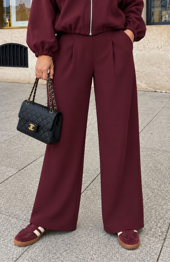 Mila Suit Pantalon Regular Burgundy – broeken
