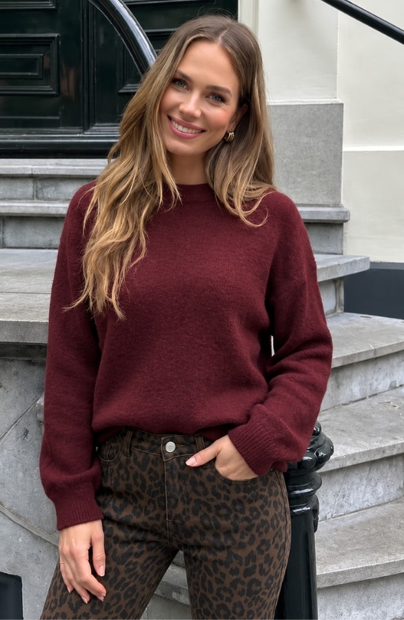 Ultra Weicher Strickpullover Bordeauxrot